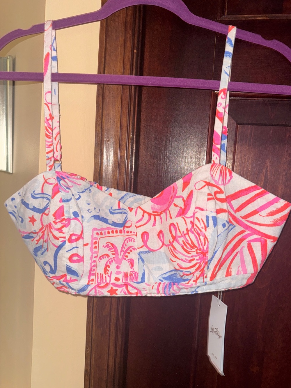 NWT Lilly Pulitzer Size 8 Sawyer Bandeau bra Top Resort White Sun Sea Sand New